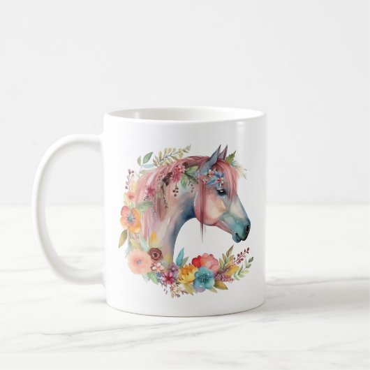 Waterverf Bloem Boho Paardenpastel Koffiemok (Links)