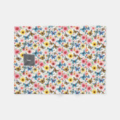 Waterverf bloem botanisch patroon met monogram fleece deken (Voorkant (Horizontaal))