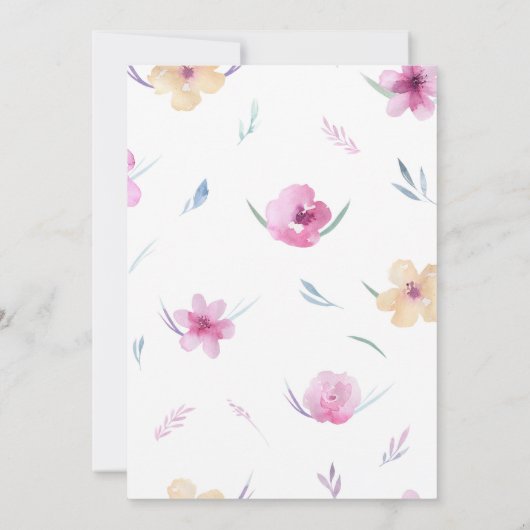 Waterverf bloem Botanische hartbruiloft Kaart (Achterkant)