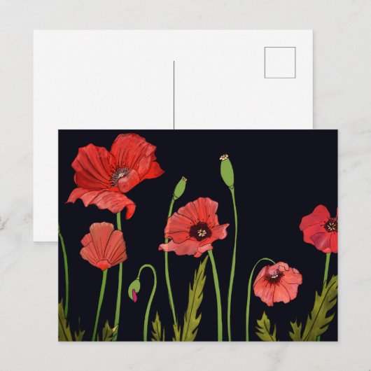 Waterverf bloem briefkaart (Voorkant / Achterkant)