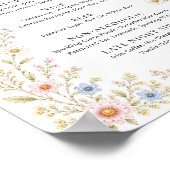 Waterverf Bloem Bruiloft Bar Menu Wilde Bloemen Poster (Hoek)