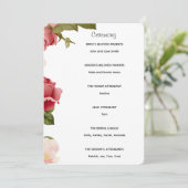 Waterverf Bloem Bruiloft Ceremonie Programma | Roz Programmakaart (Staand voorkant)