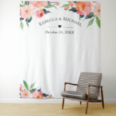 Waterverf Bloem Bruiloft Foto Booth Achtergrond Wandkleed (In situ)