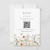 Waterverf Bloem Bruiloft QR Code Reactiekaart RSVP Kaartje (Voorkant)
