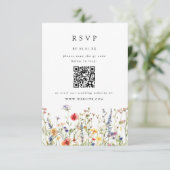 Waterverf Bloem Bruiloft QR Code Reactiekaart RSVP Kaartje (Staand voorkant)