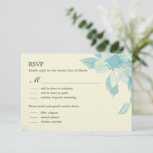 Waterverf Bloem Bruiloft RSVP Kaart (Staand voorkant)