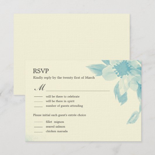 Waterverf Bloem Bruiloft RSVP Kaart (Voorkant / Achterkant)
