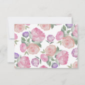 Waterverf Bloem Bruiloft RSVP Kaart met QR Code (Achterkant)