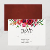 Waterverf Bloem Bruiloft RSVP Kaartje (Voorkant / Achterkant)