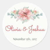 Waterverf Bloem Bruiloft Stickers (Voorkant)