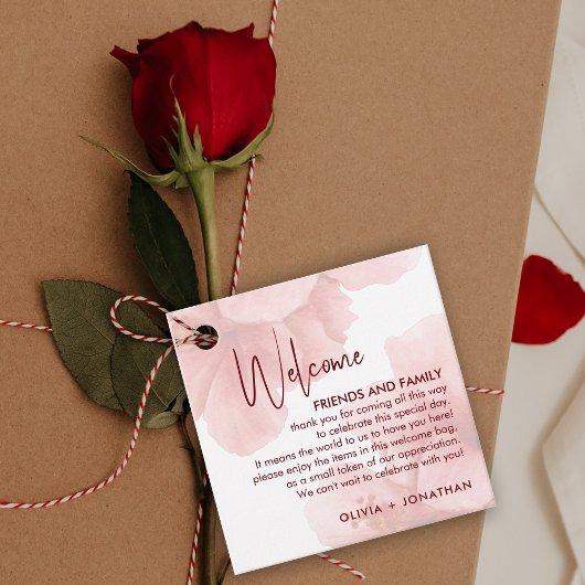 Waterverf Bloem Bruiloft Welkom Gift Bag Basket Bedankjes Labels
