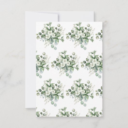 Waterverf Bloem Bruiloft White Eucalyptus Bedankkaart (Achterkant)