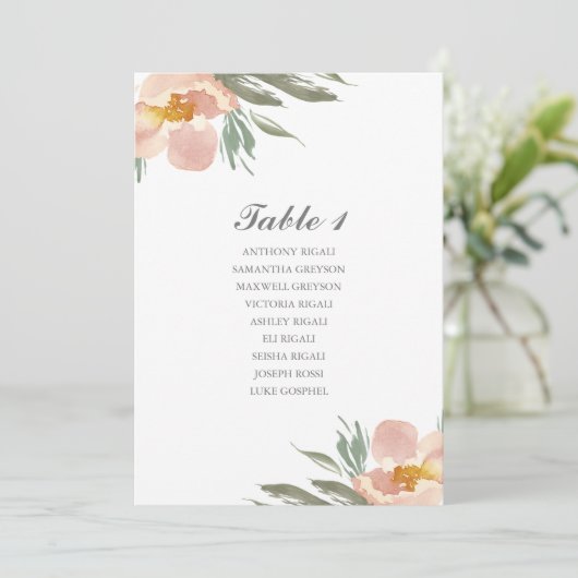 Waterverf Bloem Bruiloft Zittafel Plan Kaart (Staand voorkant)