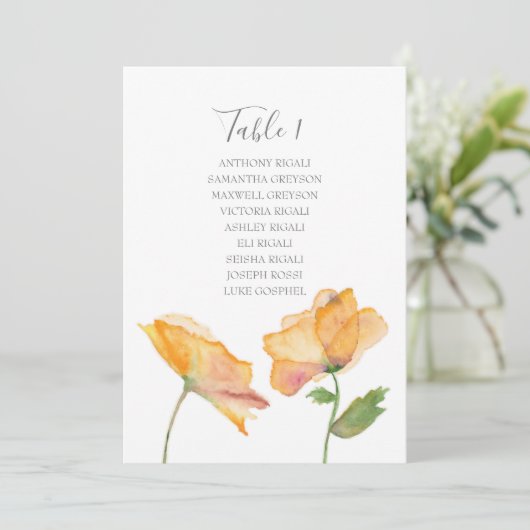 Waterverf Bloem Bruiloft Zittafel Plan Kaart (Staand voorkant)