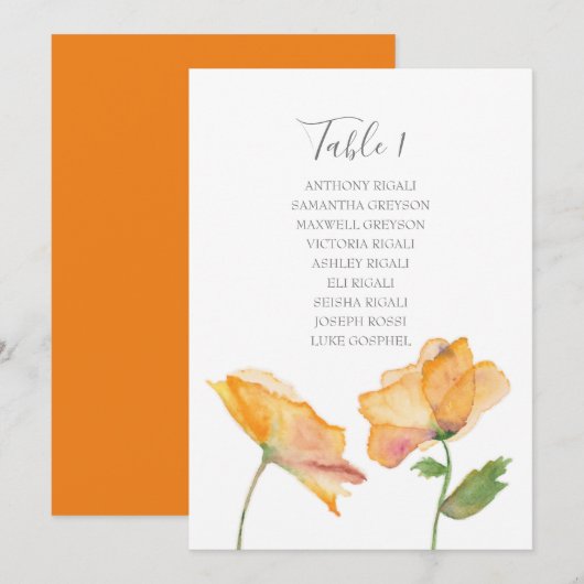 Waterverf Bloem Bruiloft Zittafel Plan Kaart (Voorkant / Achterkant)