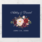 Waterverf Bloem Burgundy Blauwe Trouw Bier Etiket (Enkel label)