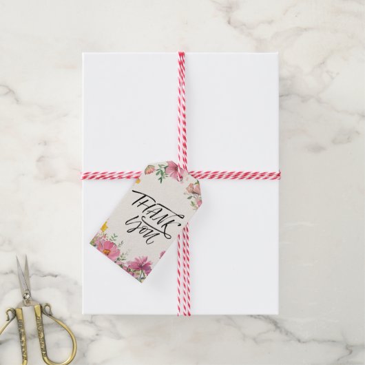 Waterverf Bloem Cadeaulabel (Met Touw)