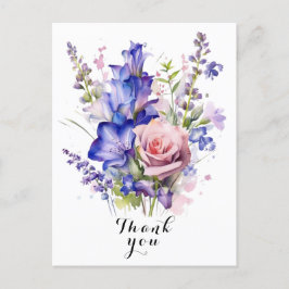 Waterverf Bloem dank je wel  Briefkaart