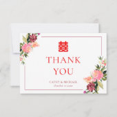 Waterverf bloem dubbel geluk bruiloft bedankkaart (Voorkant)