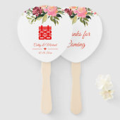 Waterverf bloem dubbel geluk bruiloft handwaaier (Voorkant en achterkant)