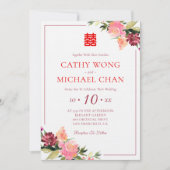 Waterverf bloem dubbel geluk bruiloft kaart (Voorkant)