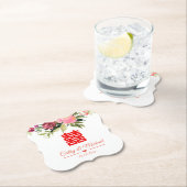 Waterverf bloem dubbel geluk bruiloft kartonnen onderzetters (Insitu)