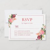 Waterverf bloem dubbel geluk bruiloft RSVP kaartje (Voorkant)