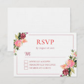 Waterverf bloem dubbel geluk bruiloft RSVP kaartje (Voorkant / Achterkant)