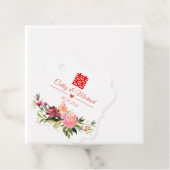 Waterverf bloem dubbel geluk chinese bruiloft bedankjes labels (In situ)