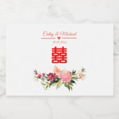 Waterverf bloem dubbel geluk chinese bruiloft likeurfles etiket (Enkel label)