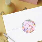 Waterverf bloem eenhoorn meisje dank u ronde sticker