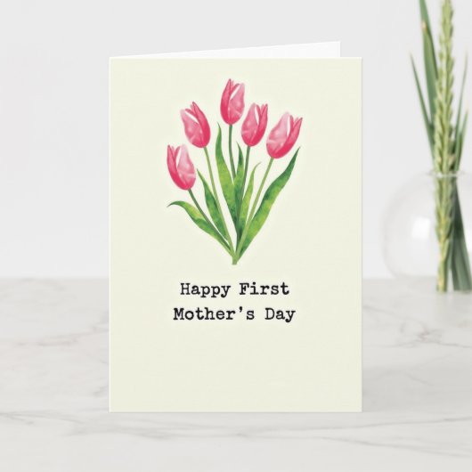 Waterverf Bloem Eerste Moederdagkaart Kaart (Voorkant)
