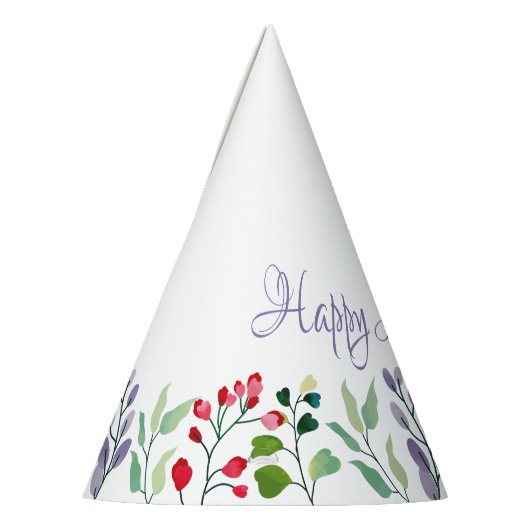 Waterverf bloem eerste verjaardag feesthoedjes (Links)