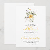 Waterverf bloem eerste verjaardag kaart (Voorkant / Achterkant)