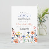Waterverf bloem eerste verjaardag kaart (Staand voorkant)