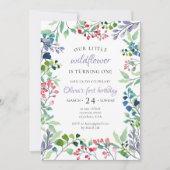 Waterverf bloem eerste verjaardag kaart (Voorkant)