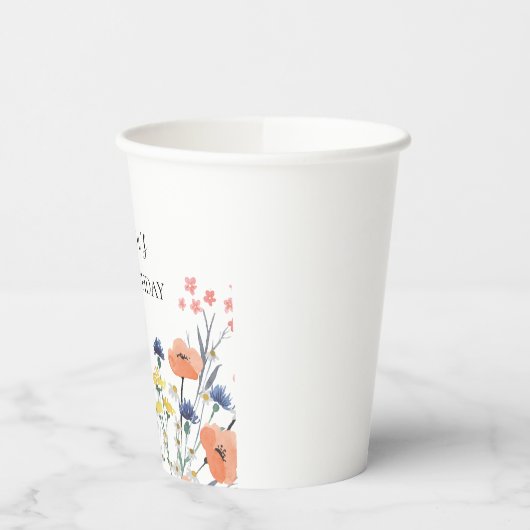 Waterverf bloem eerste verjaardag papieren bekers (Links)