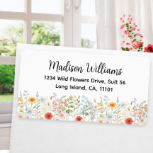 Waterverf Bloem Elegant Script Retouradres