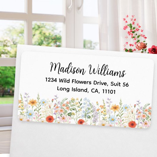 Waterverf Bloem Elegant Script Retouradres Etiket