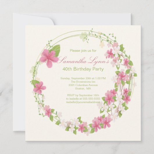 Waterverf Bloem- en baarmoederpartij Kaart (Voorkant)