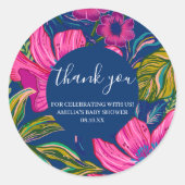 Waterverf bloem- en botanische roze bruidsdouche ronde sticker (Voorkant)