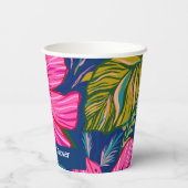 Waterverf bloem- en botanische roze bruiloftsdouch papieren bekers (Achterkant)