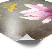 Waterverf Bloem- en goudbijen Foto Afdruk (Hoek)