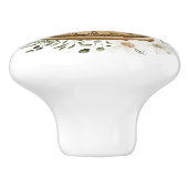 Waterverf Bloem en Groene Bladeren Bloemkompas Keramische Knop (Zijkant)