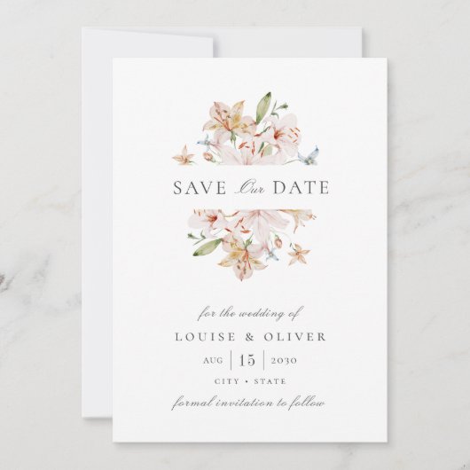 Waterverf Bloem Foto Bruiloft Save The Date (Voorkant)
