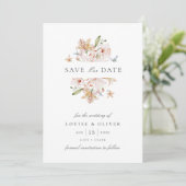 Waterverf Bloem Foto Bruiloft Save The Date (Staand voorkant)