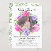Waterverf Bloem Foto Meisje Baby shower
