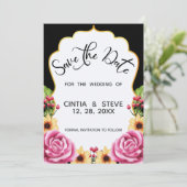 Waterverf Bloem Frame Huwelijk Save The Date Kaart (Staand voorkant)
