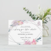 Waterverf Bloem Geometrisch Datum aanpassen Save The Date (Staand voorkant)