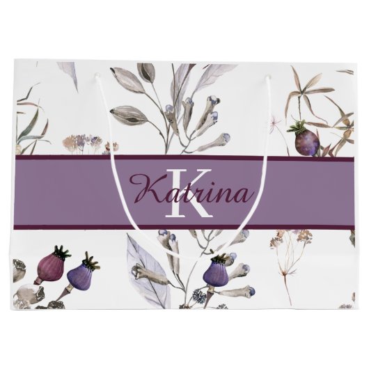 Waterverf Bloem Geschenktas met Monogram Groot Cadeauzakje (Achterkant)